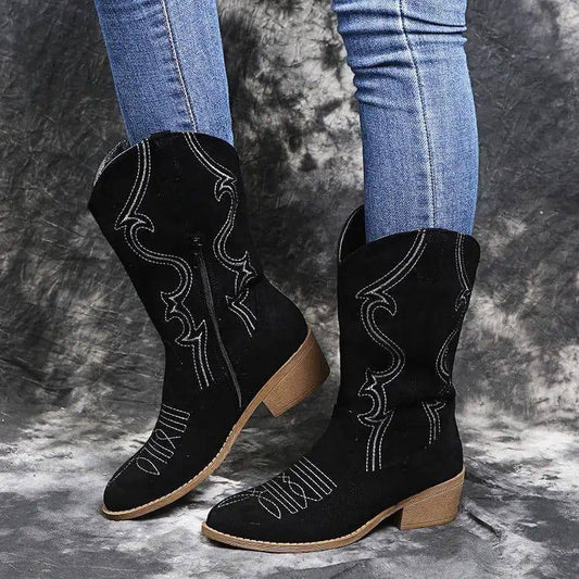 Large size low heel women boots WISH women's leather boots-1