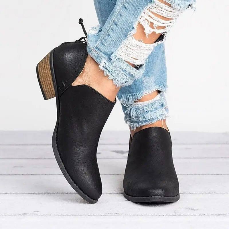 Spring Autumn Women Butterfly-knot Boots Slip-On Med High-5