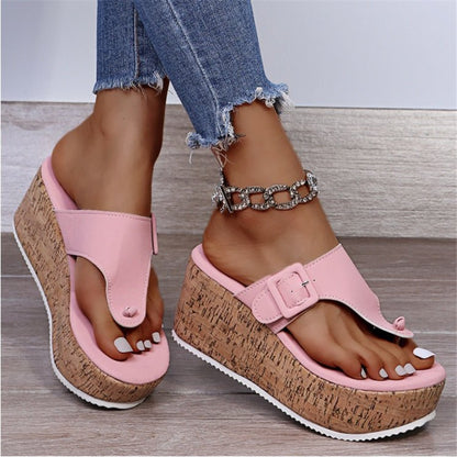 Womens Flops Sandalias de cuña con puntera abierta