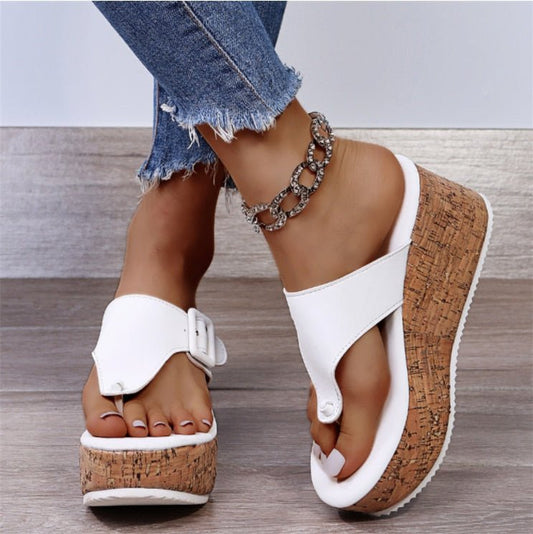 Womens Flops Sandalias de cuña con puntera abierta