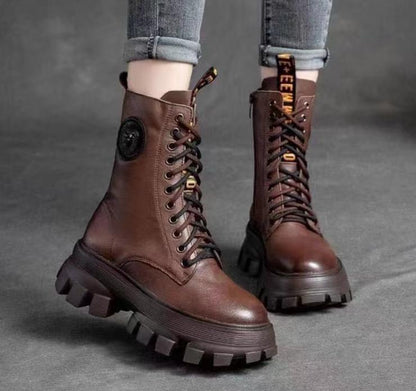 Botas de plataforma de cuero hechas a mano