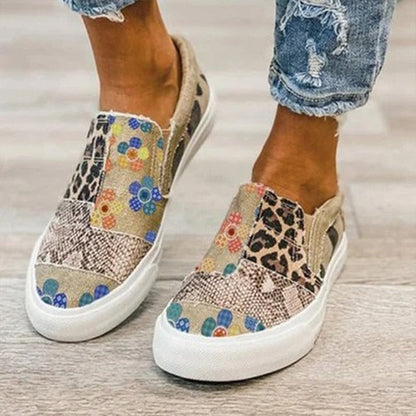 Ocio patchwork cómoda señora Zapatillas planas de lona