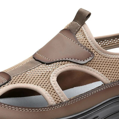 Sandalias de piel de malla para hombre