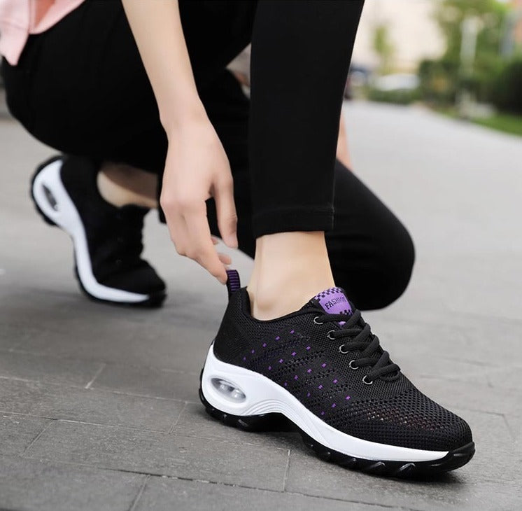 Mujeres Casual Sport Trainer Transpirable Running Sneakers Lace Up Shoes